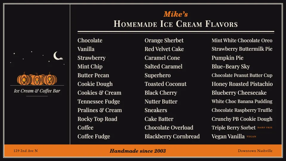 the shop tv flavor board, pumpkin patch, with a bat